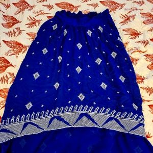 High low blue skirt